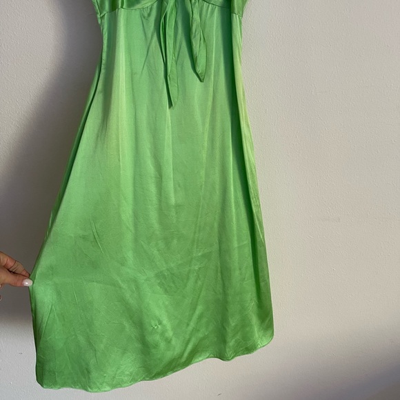 Antonio Melani Lime Green Silk Going Out Midi Dress Size 2 - Picture 3 of 5